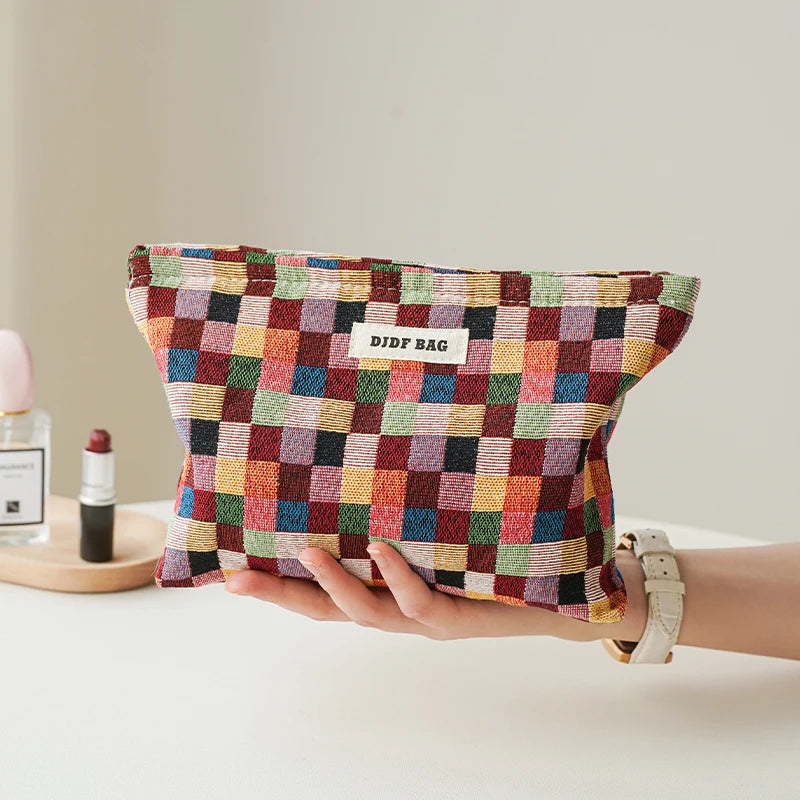 Trousse de toilette DJDF pour femme, motif algues vertes, grande capacité, idéale pour les soins de la peau et les voyages.