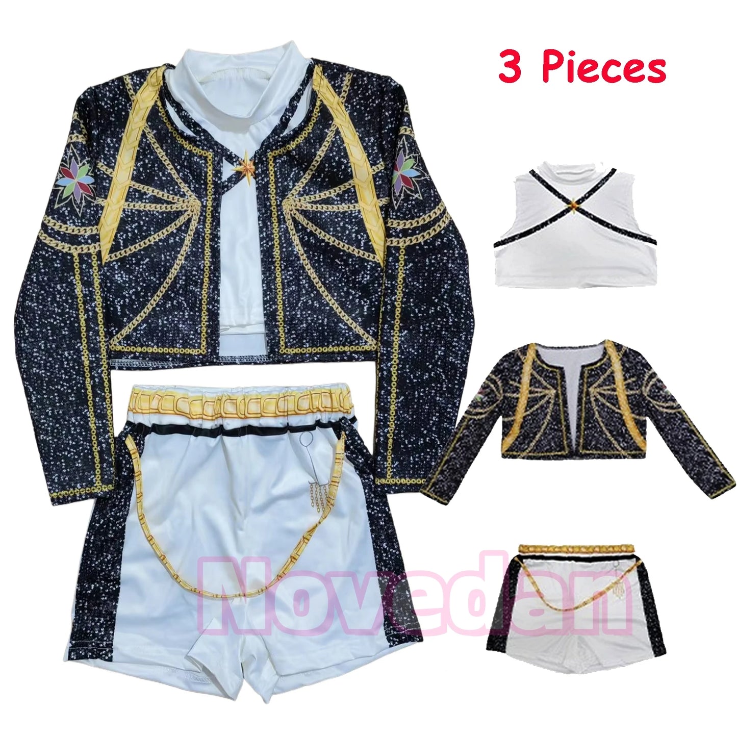 Costume de cosplay KDPop pour enfant (Rumi, Zoey, Mira) - Déguisement de Golden Huntrix pour spectacle ou fête d'Halloween