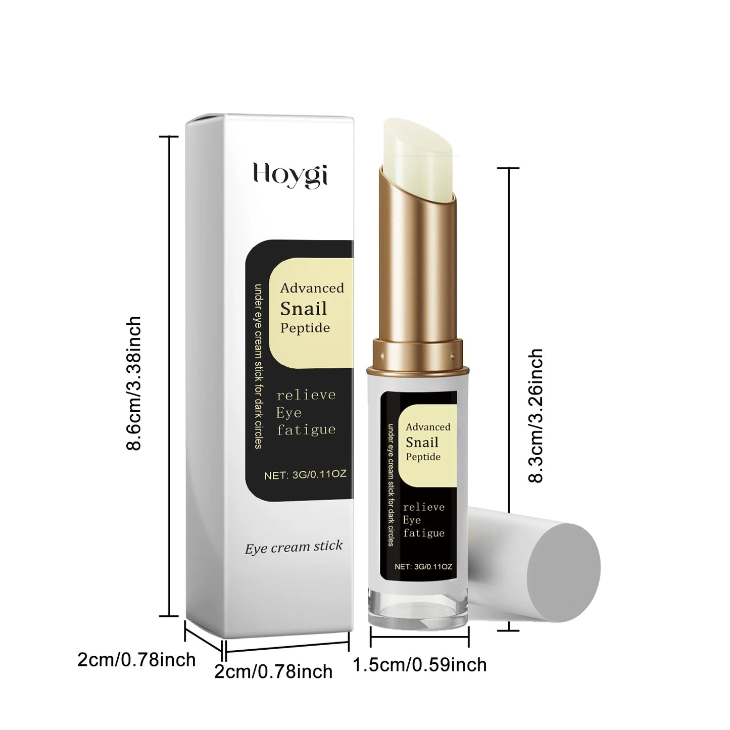Crème contour des yeux à l'escargot en stick, collagène, estompe les ridules, atténue les rides, éclaircit les cernes, raffermit les poches et hydrate la peau. Crème contour des yeux hydratante