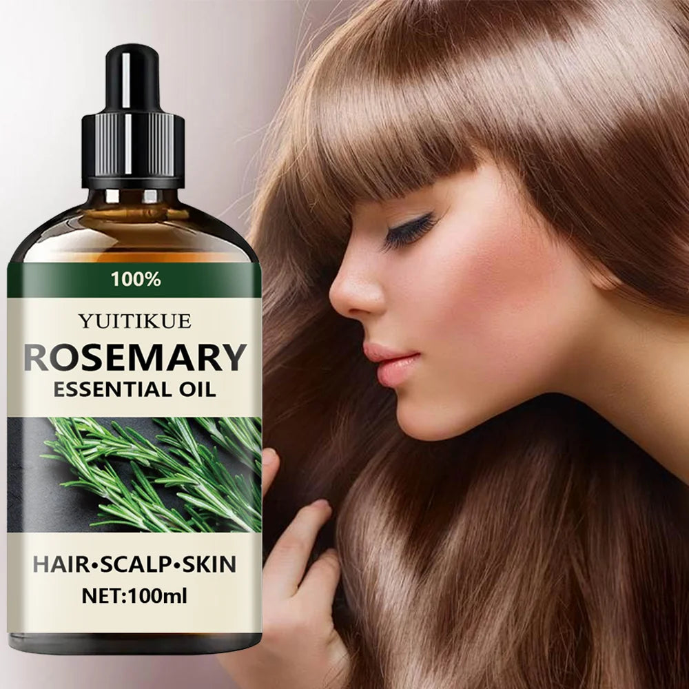 Huile essentielle de romarin 100% pure, adaptée aux cheveux, au cuir chevelu et à la peau, huile d'aromathérapie naturelle, nourrissante et revitalisante.