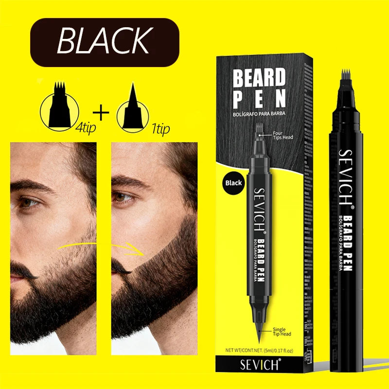 Stylo à barbe pour homme, stylo de teinture pour barbe, stylo de mise en forme étanche 2 en 1, stylo de coloration temporaire portable pour moustache, double embout