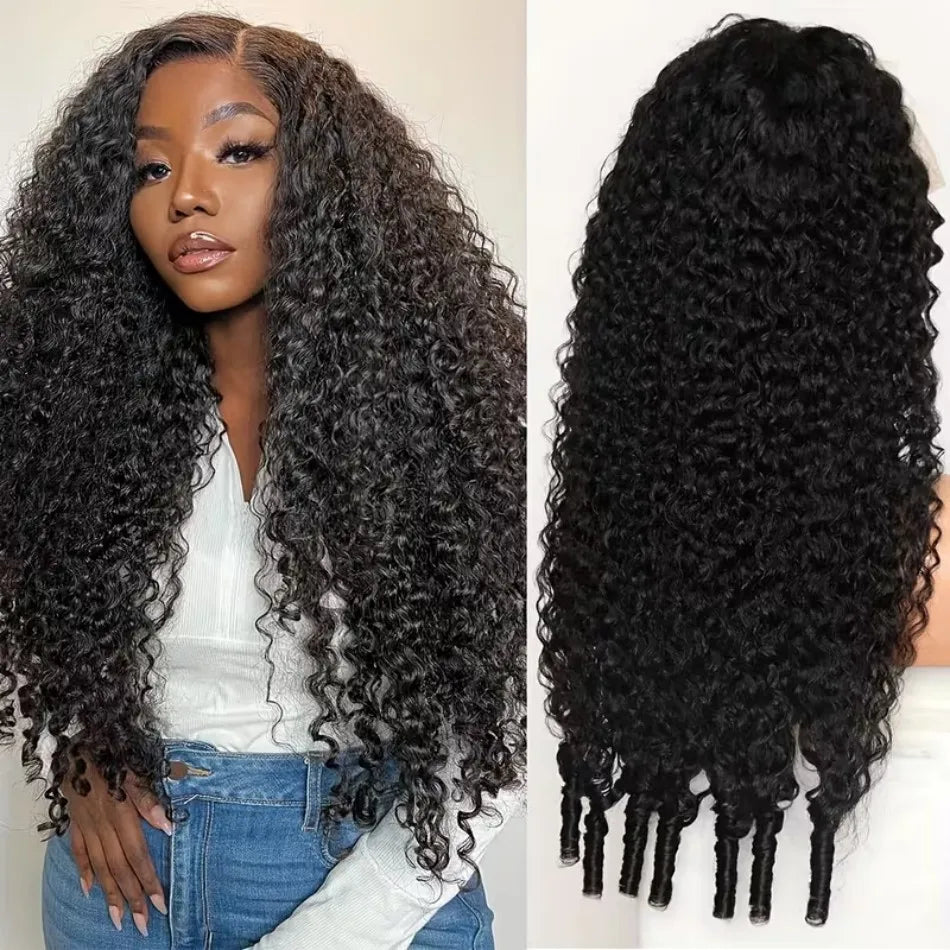 Perruque bouclée birmane en cheveux humains, ondulation profonde, perruque frontale en dentelle 13x6 HD, perruque brésilienne originale de 40 pouces pour femmes noires
