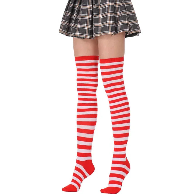 1/6 paires de bas rayés pour femmes, chaussettes hautes japonaises tendance, chaussettes fines et chaudes à rayures noires et blanches