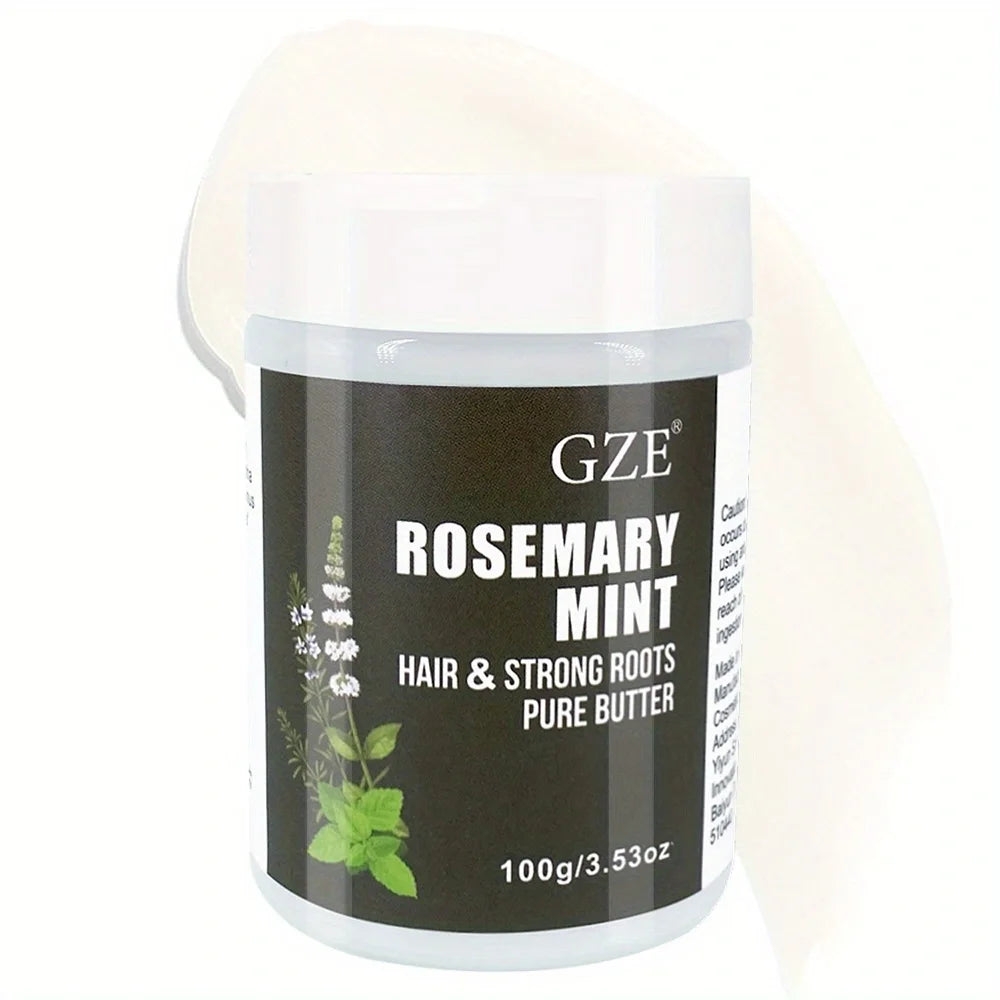 Beurre capillaire GZE Romarin Menthe et Racines Fortifiantes - Soin naturel pour la croissance et la réparation des cheveux abîmés, pour des cheveux plus forts et plus sains