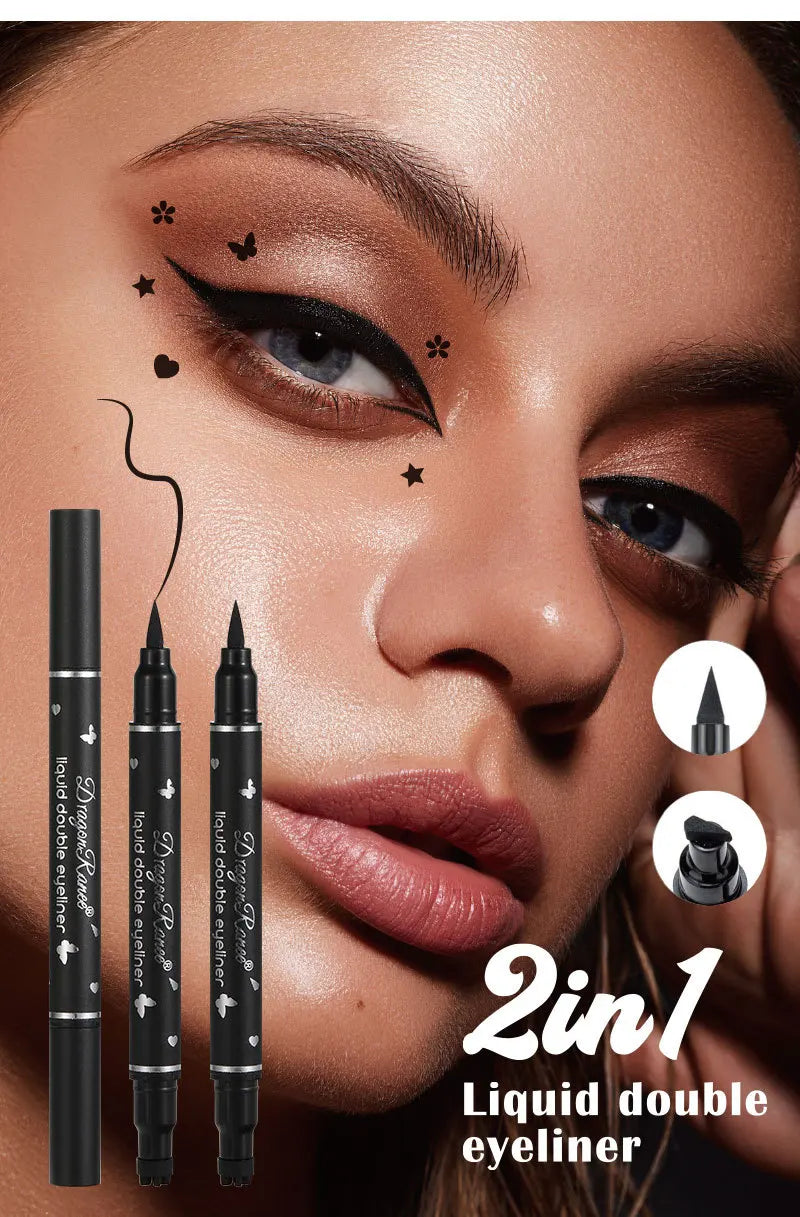 Dragon Ranee Double tête Star Seal Eyeliner imperméable non bavurant novice coeur prune embelli eye-liner queue