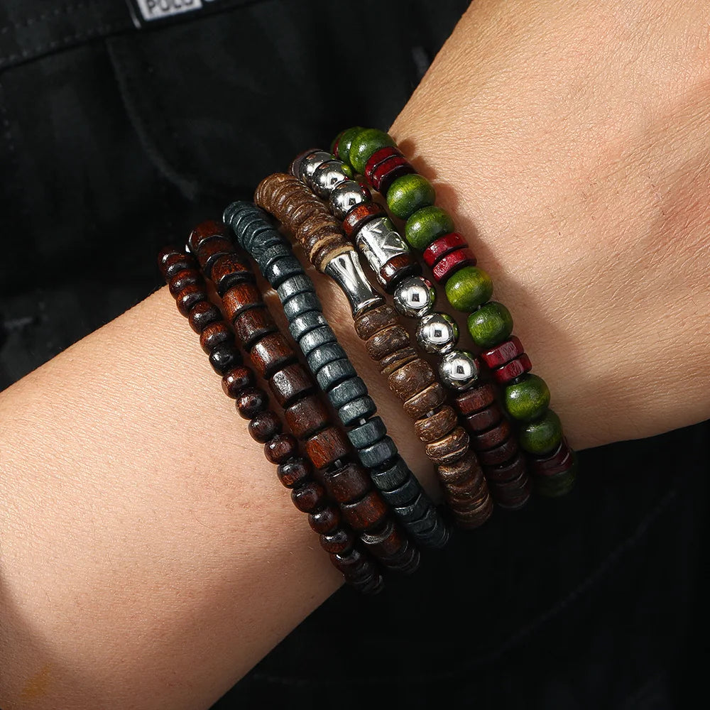 Lot de 10 bracelets bohèmes vintage pour homme - Accessoire de mode élégant avec motif de feuilles, bijou tendance et durable à offrir