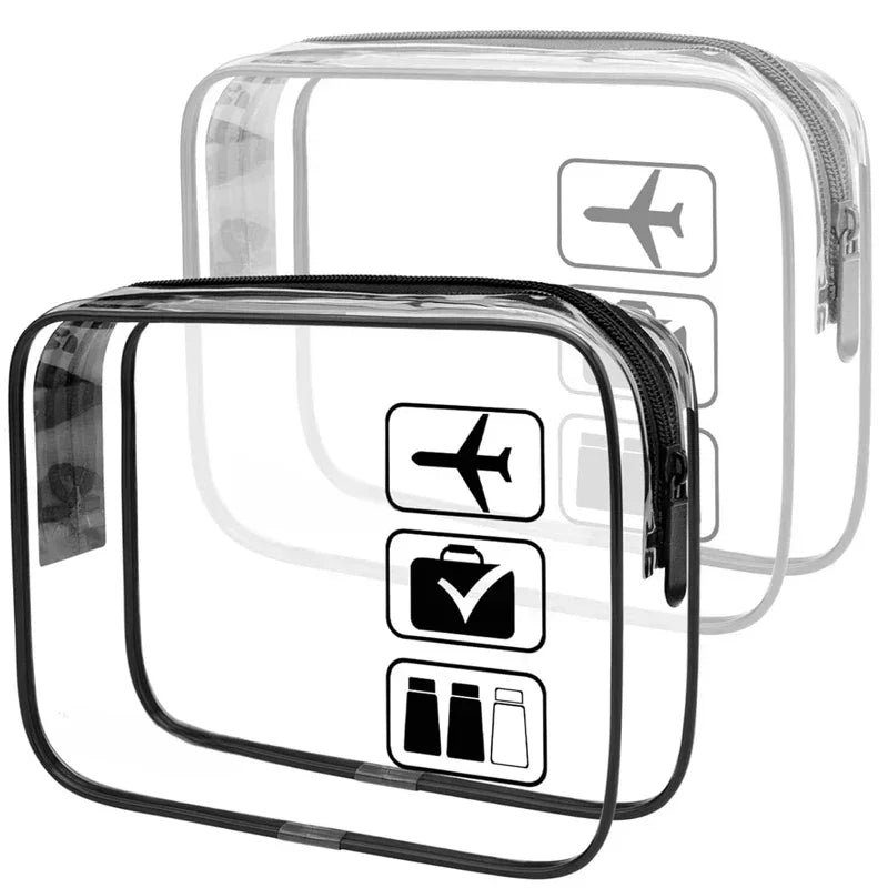 Trousse de maquillage transparente à fermeture éclair (1 ou 3 pièces) pour homme et femme, idéale pour les voyages.