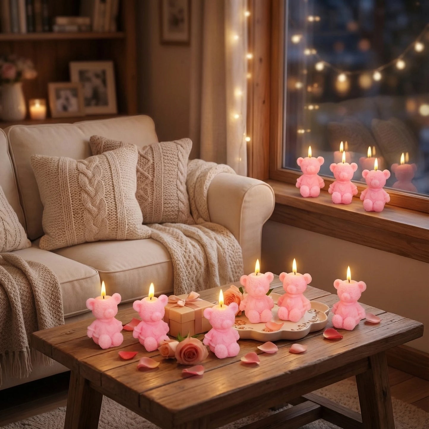 Lot de 10 ou 20 bougies en forme d'ours, bougies roses en cire pour décoration de fête, cadeau de naissance, Saint-Valentin, mariages et enterrements de vie de jeune fille