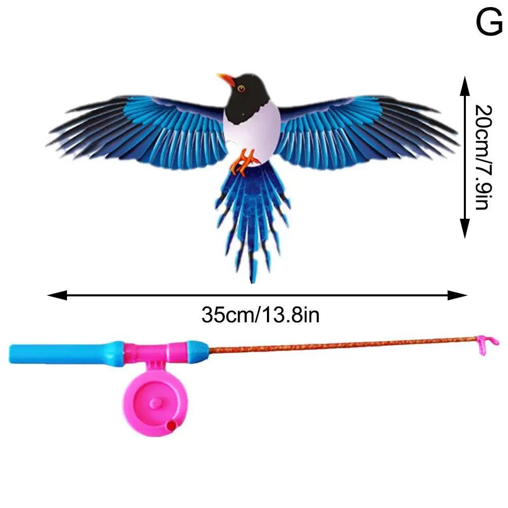 Cerf-volant pour enfants, jouet aigle de dessin animé, mini cerf-volant pliable en plastique, frein à main, canne à pêche, papillons, jouet d'extérieur pour enfants.