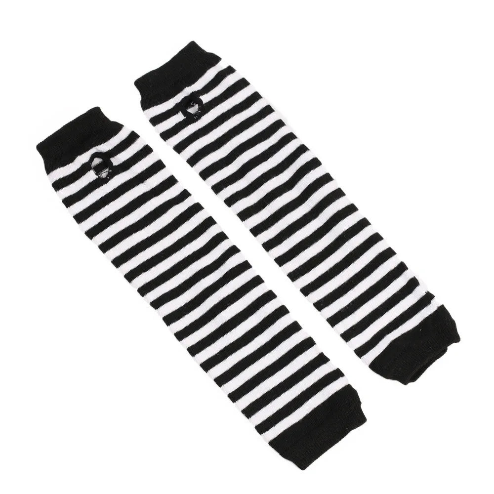 Gants emo pour femme, mitaines rayées, gants chauds tricotés longs sans doigts