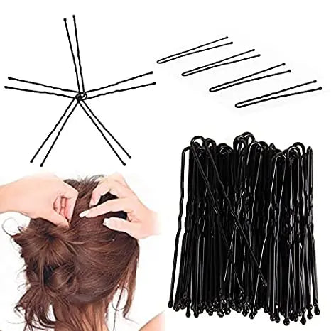 60/120 épingles à cheveux noires pour femmes, pinces à cheveux invisibles pour cheveux bouclés, barrettes jetables pour mariées.