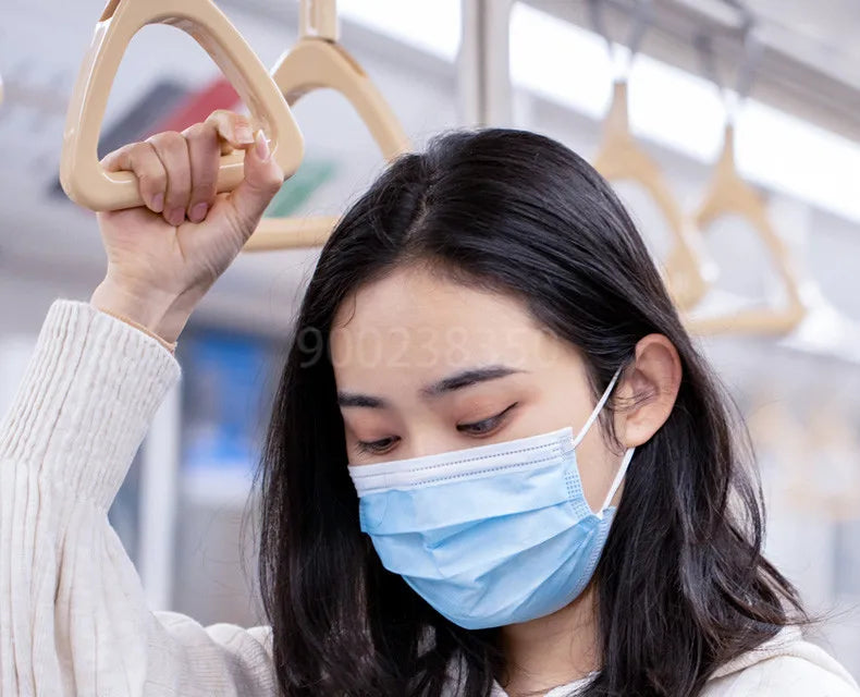Masques jetables pour adultes, emballage individuel, 10 à 500 pièces. Masque filtrant en tissu non tissé fondu-soufflé bleu, respirant et protecteur.