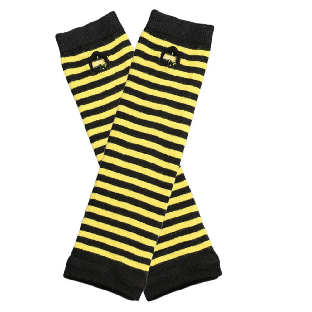Gants emo pour femme, mitaines rayées, gants chauds tricotés longs sans doigts