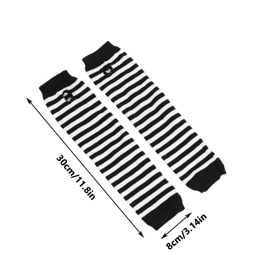 Gants emo pour femme, mitaines rayées, gants chauds tricotés longs sans doigts