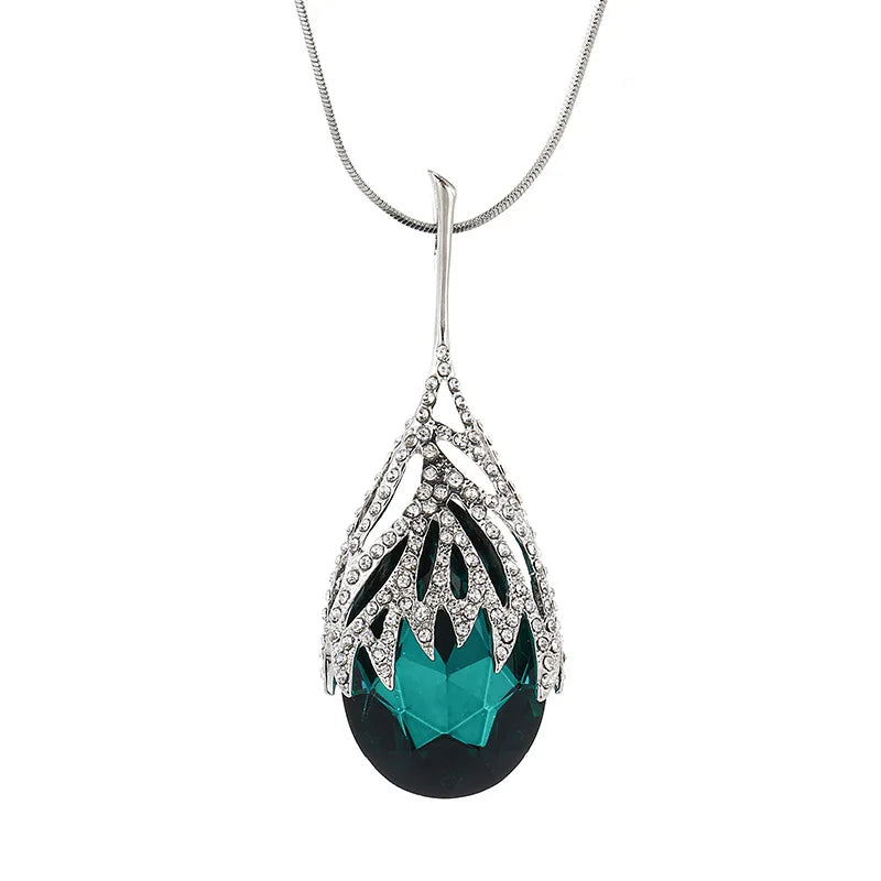 Colliers longs pour femmes, ras-de-cou en cristal gris, accessoires tendance : colliers et pendentifs.