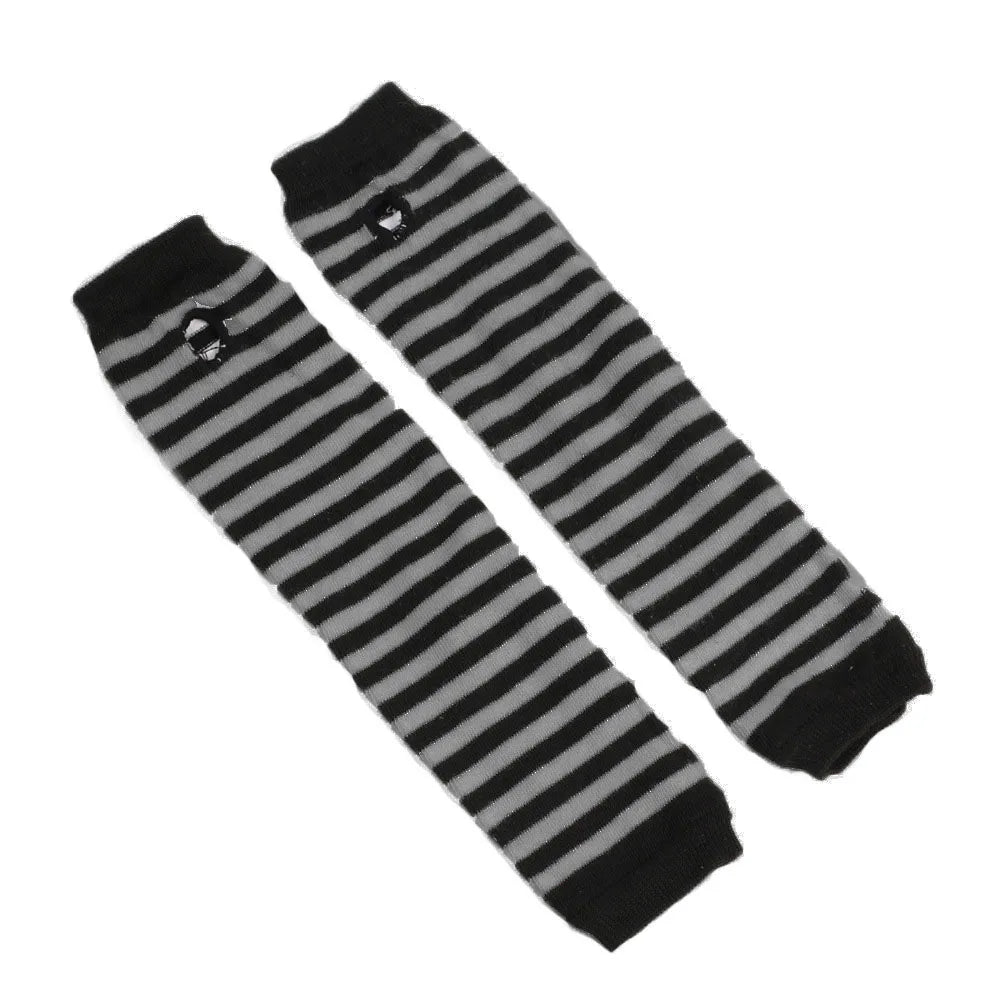 Gants emo pour femme, mitaines rayées, gants chauds tricotés longs sans doigts