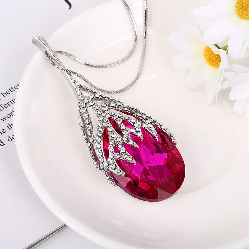 Colliers longs pour femmes, ras-de-cou en cristal gris, accessoires tendance : colliers et pendentifs.