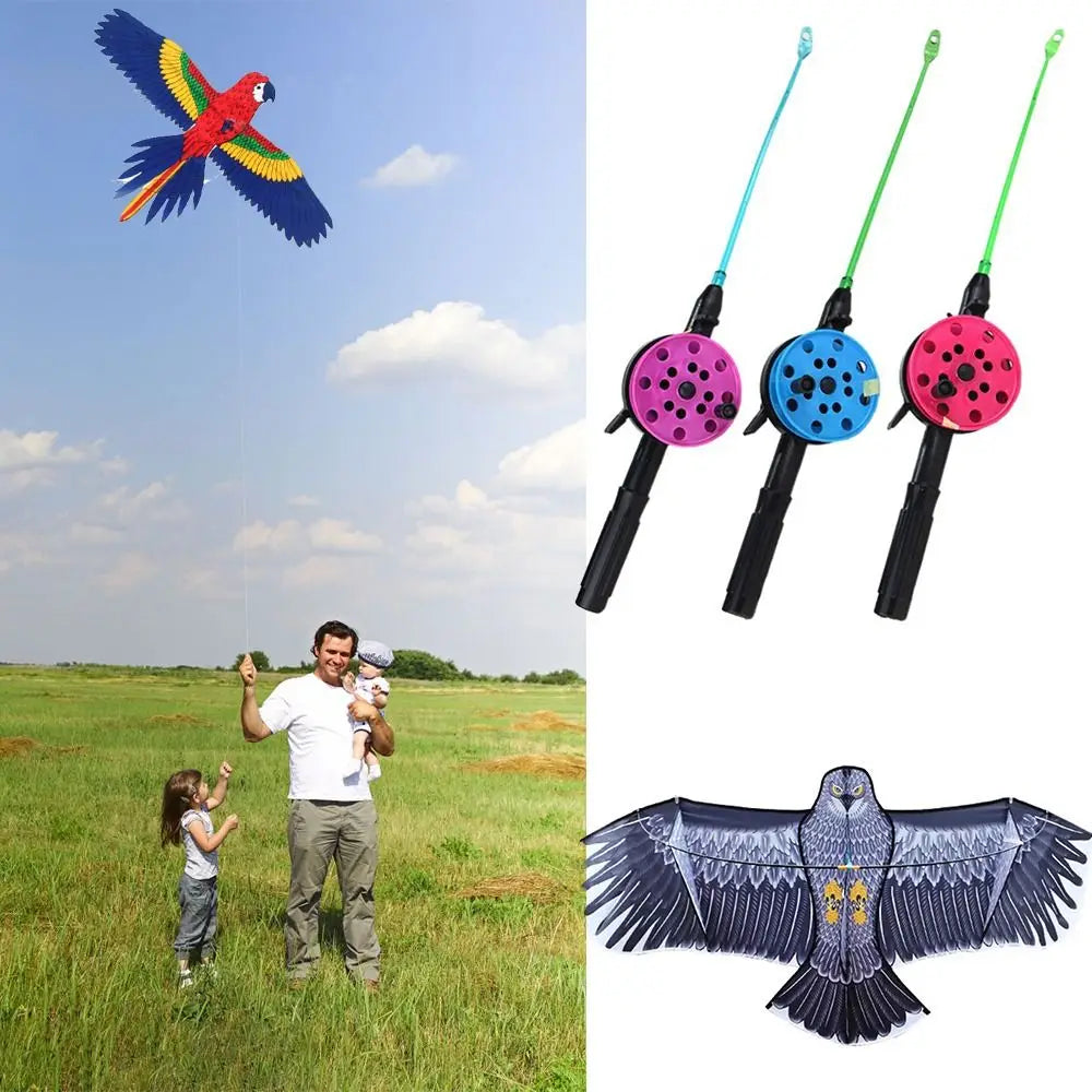 Cerf-volant aigle en plastique transparent, ligne de 30 mètres, grand aigle volant, cadeau pour enfants, cerf-volant de dessin animé, sorties en famille, jardin