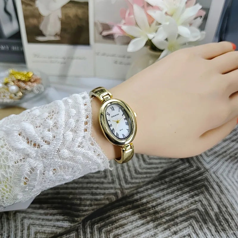Montres de luxe pour femmes, cadran ovale, quartz, bracelet