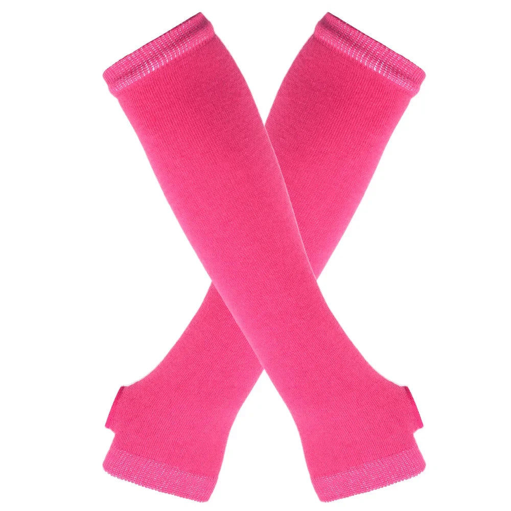 Gants emo pour femme, mitaines rayées, gants chauds tricotés longs sans doigts