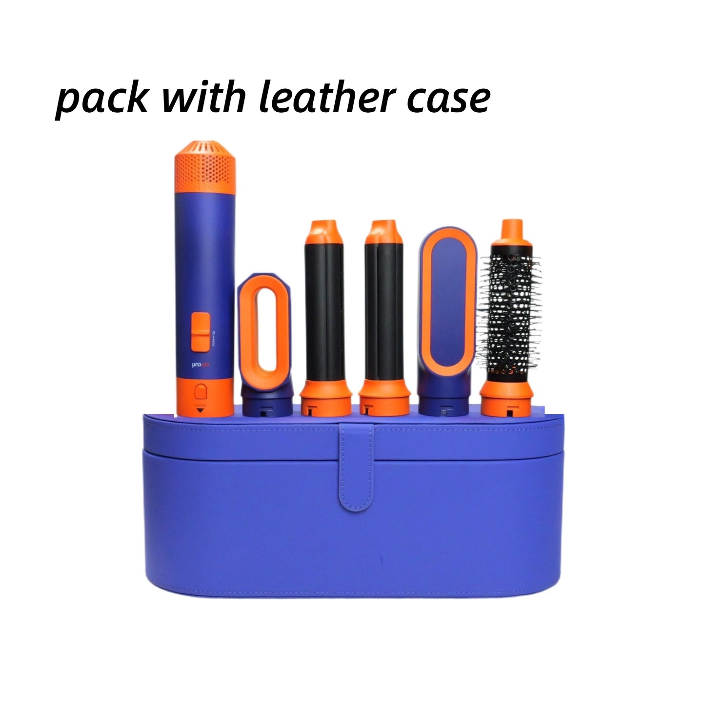 Sèche-cheveux multifonction 5 en 1 au design innovant, avec fer à boucler, brosse à air chaud et styler intégré.