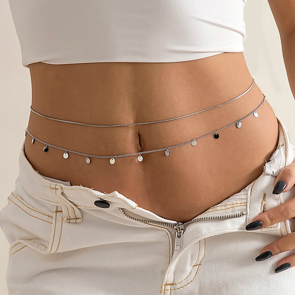 Ingemark Ceinture de ventre plate sexy à chaîne serpent pour femmes, idéale pour la plage, les bikinis d'été et les festivals. Bijou de corps simple et accessoire de mode.