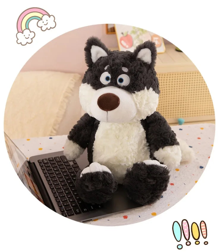 Loup en peluche Kawaii, animal en peluche mignon et doux