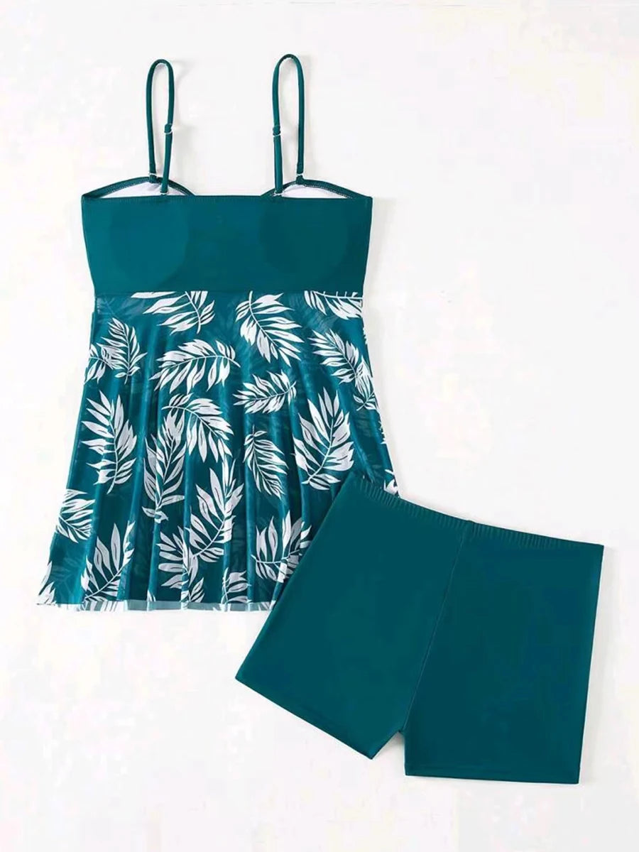 Robe courte avec short intégré, maillot de bain femme, rembourré, imprimé, tenue de plage été
