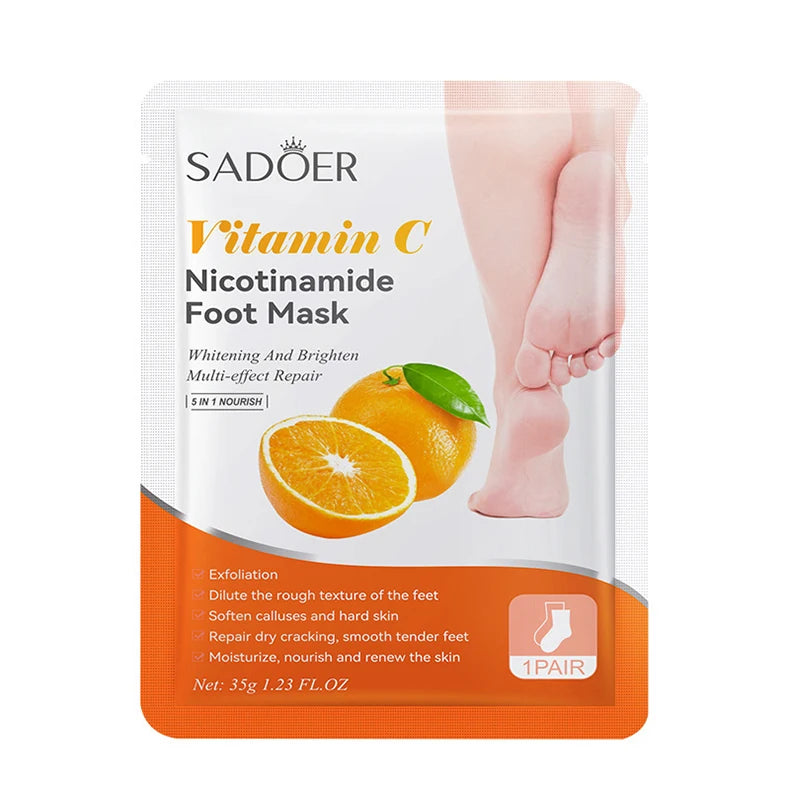 6 paires de masques pour les pieds SADOER Fruits, masque exfoliant hydratant pour les pieds, soin spa des pieds et pédicure.
