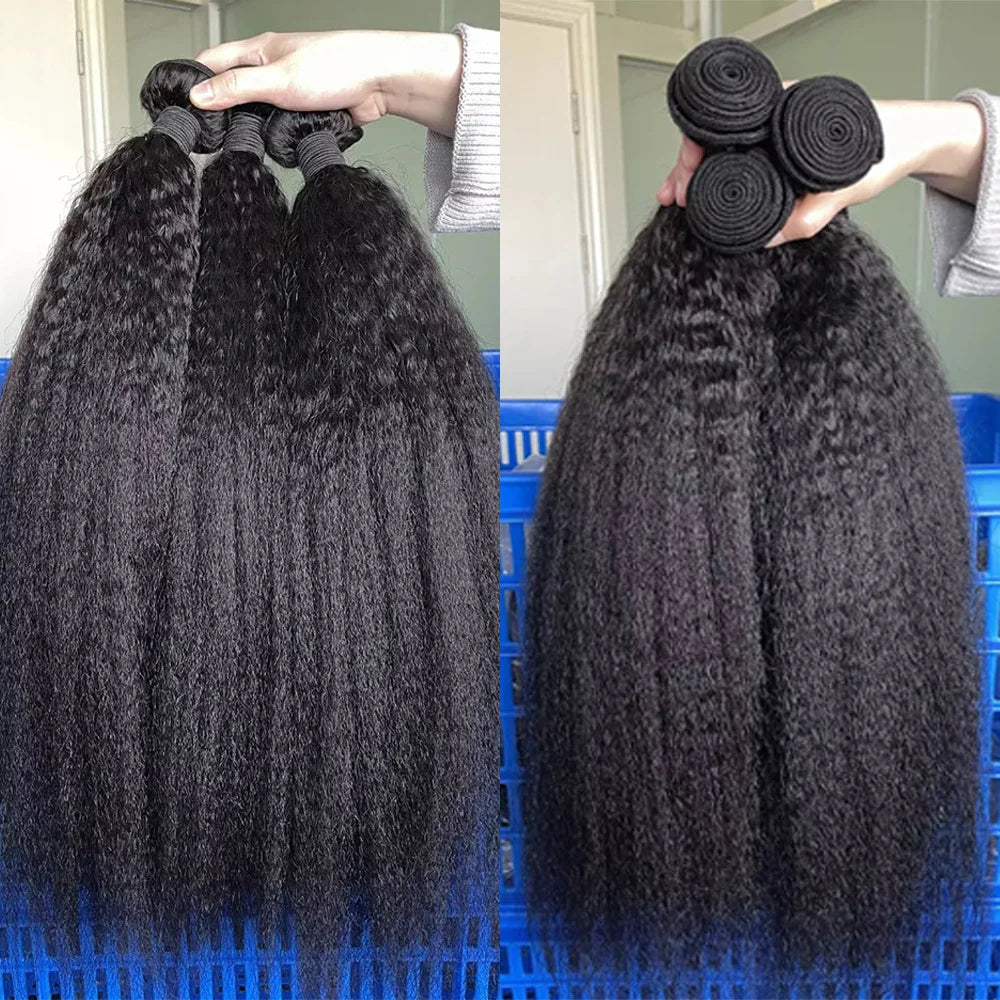 Mèches raides crépues 12A, 100 % cheveux humains, style Yaki, longueurs disponibles : 20, 22 et 24 pouces. Livraison en 3 à 5 jours.