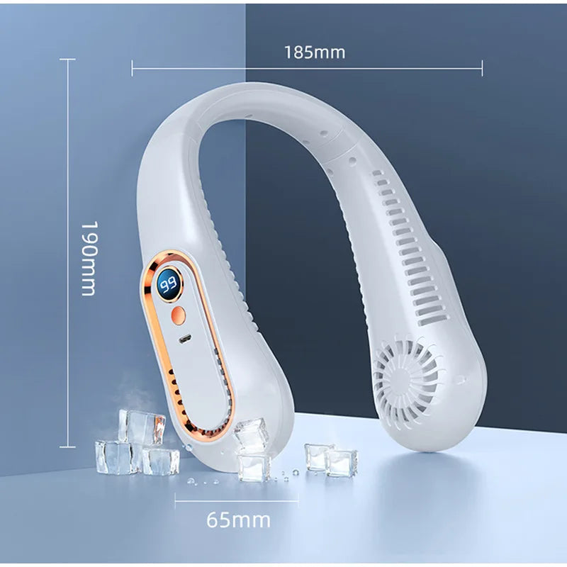 Nouveau ventilateur de cou USB rechargeable 8000 mAh, portable, sans pales, mini ventilateur de refroidissement, sans feuilles, pour usage personnel en extérieur