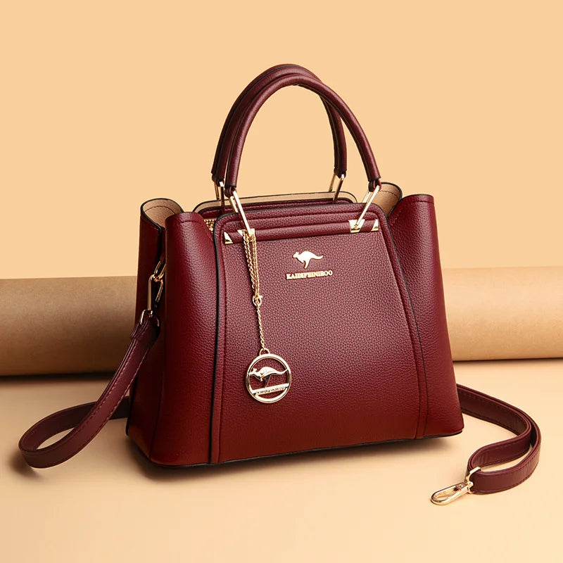Sac bandoulière de luxe pour femme, 3 compartiments, grande capacité, en cuir, style cabas/sac messager.