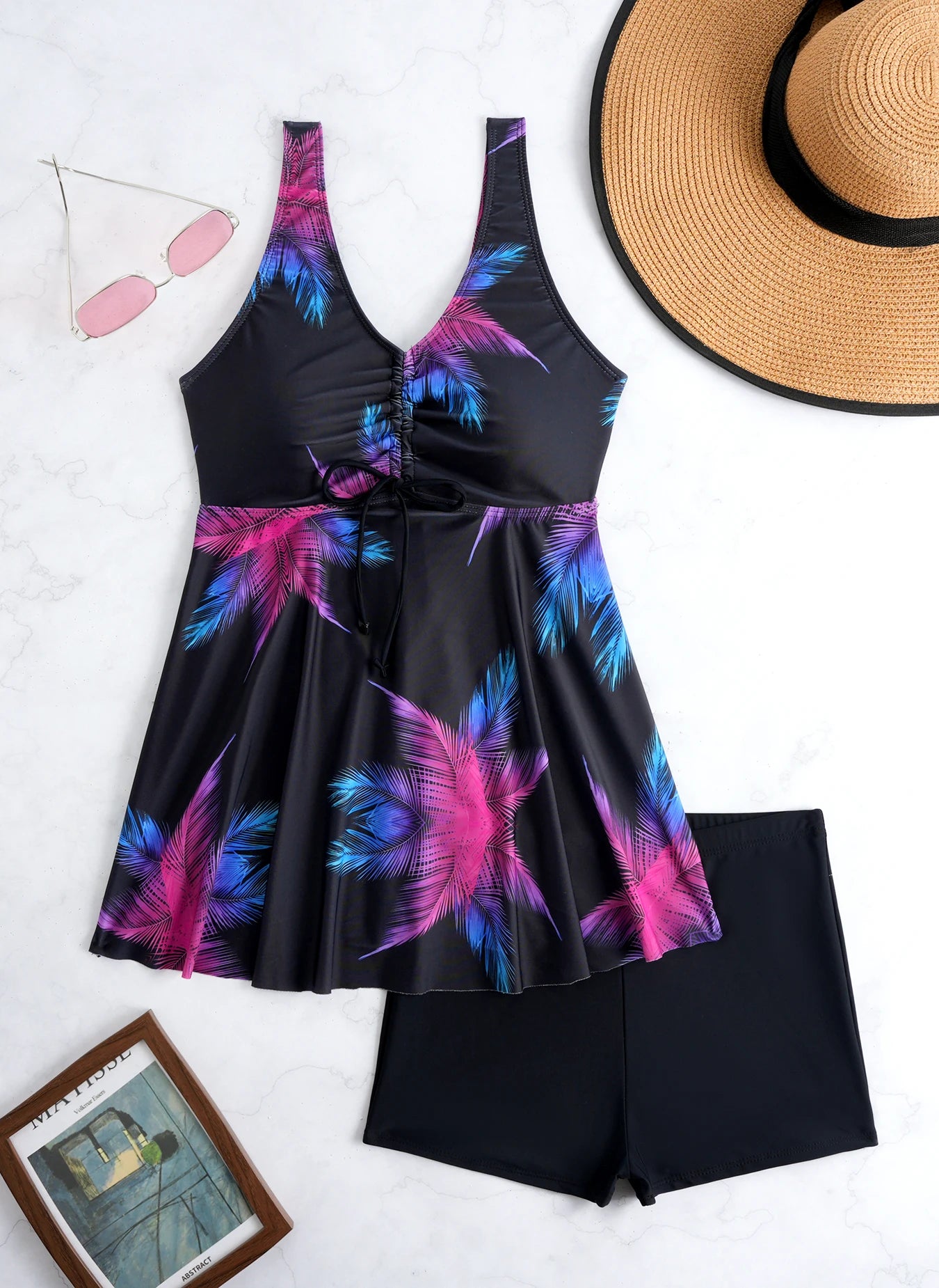 Maillot de bain deux pièces imprimé  pour femme, ensemble tankini, robe de plage, maillot de bain, tenue de plage XXL