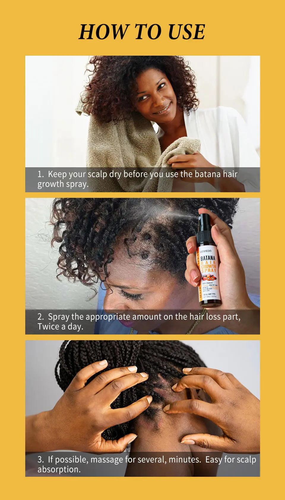 Huile capillaire 100% pure Batana pour la croissance des cheveux : soin naturel, nourrit, réduit la chute, prévient la casse et épaissit les cheveux.