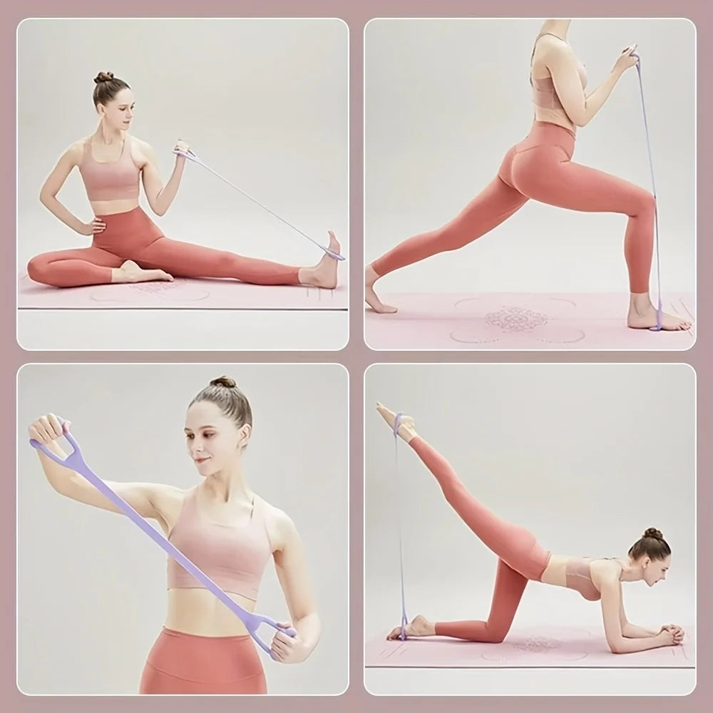 Étireur en forme de 8 pour le fitness à domicile, le renforcement du dos, bande élastique avec épaule ouverte et bande d'étirement du dos pour les exercices d'épaules