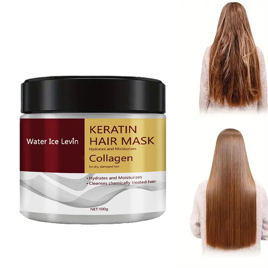 Masque capillaire collagène-kératine, soin hydratant double action, contrôle du sébum, douceur, lissage, anti-frisottis, réparation des cheveux abîmés, revitalisant