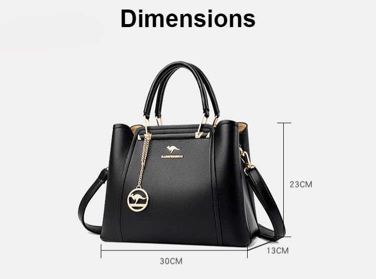 Sac bandoulière de luxe pour femme, 3 compartiments, grande capacité, en cuir, style cabas/sac messager.