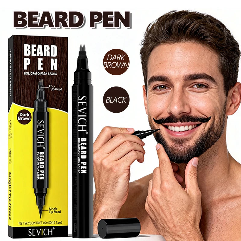 Stylo à barbe pour homme, stylo de teinture pour barbe, stylo de mise en forme étanche 2 en 1, stylo de coloration temporaire portable pour moustache, double embout
