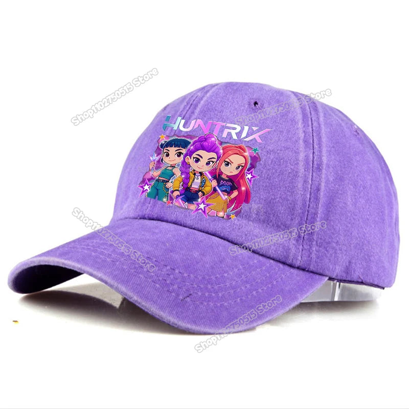 Casquettes de baseball rétro délavées KPop Demon Hunters pour femmes et filles, style snapback, idéales pour les voyages et les activités de plein air, avec visière et style hip-hop.