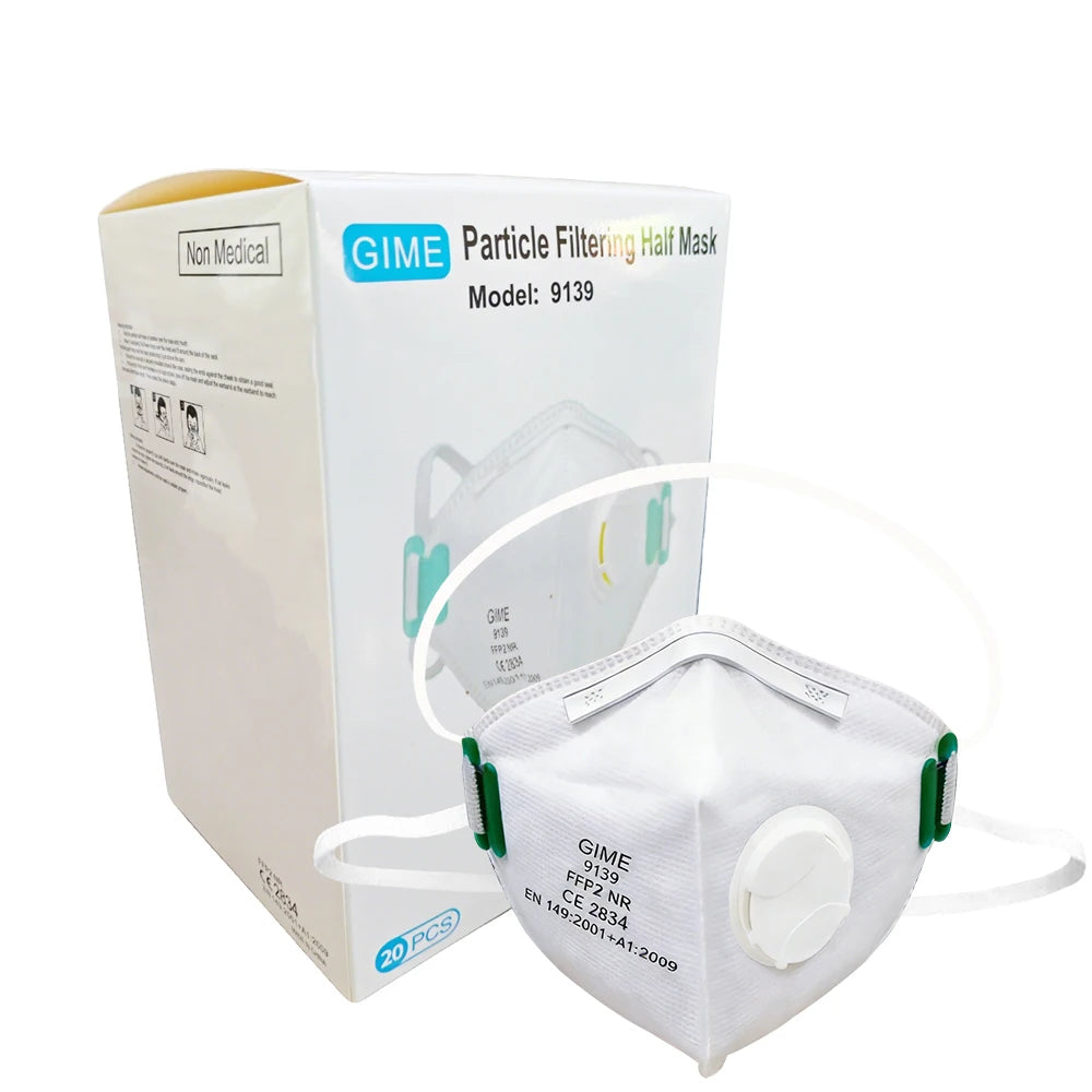 Masques FFP2 (lot de 20 ou 40) EN149:2001+A1:2009, pliables, certifiés CE, protection PM2.5 (95 %), avec filtre hygiénique.