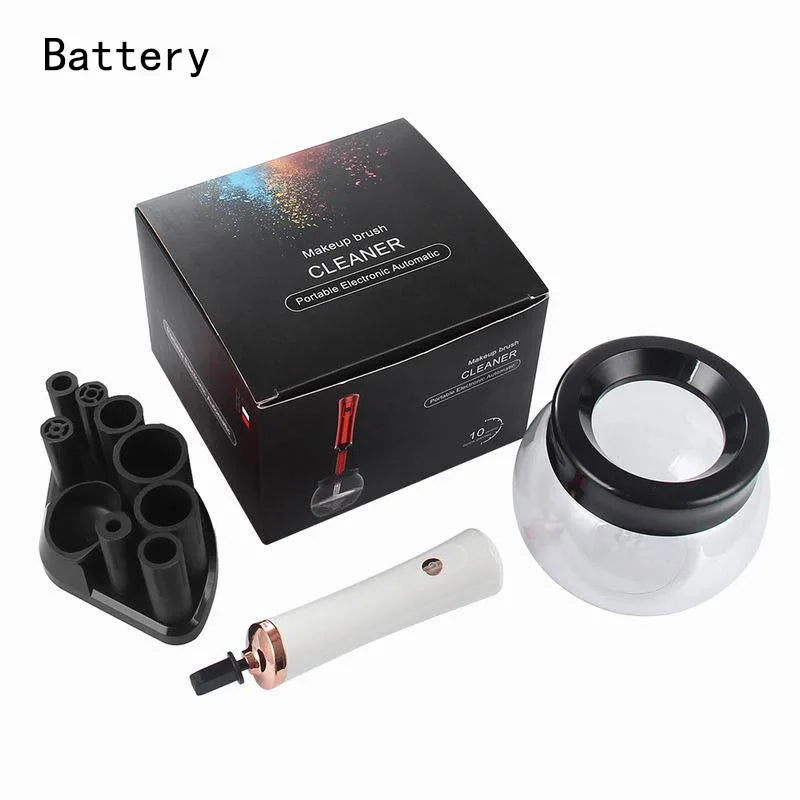 Machine de nettoyage et de séchage des pinceaux de maquillage, rotateur automatique électrique pour cosmétiques, avec 8 tailles de colliers en caoutchouc, pour un nettoyage optimal.