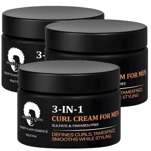 Crème bouclante 3 en 1 pour hommes, sans sulfates ni parabènes, définit les boucles et dompte les frisottis, crème coiffante lissante.