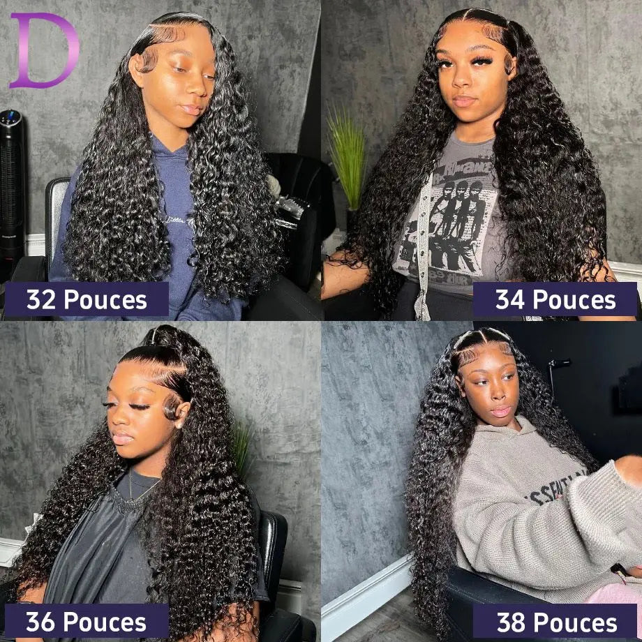 Perruque en cheveux humains bouclés avec lace front 13x4 ondulée, perruque brésilienne transparente 13x6 ondulée profonde pour femme