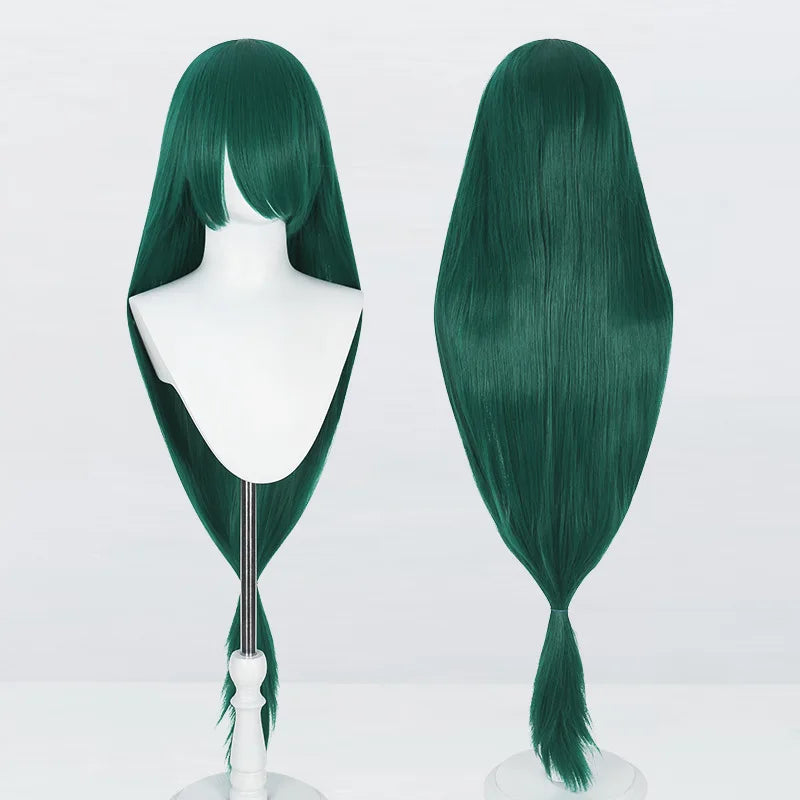 Perruque synthétique pour cosplay, 120 cm de long, lisse, multicolore, avec queue de loup inspirée de la mante religieuse et du renard, idéale pour une soirée costumée d'anime.