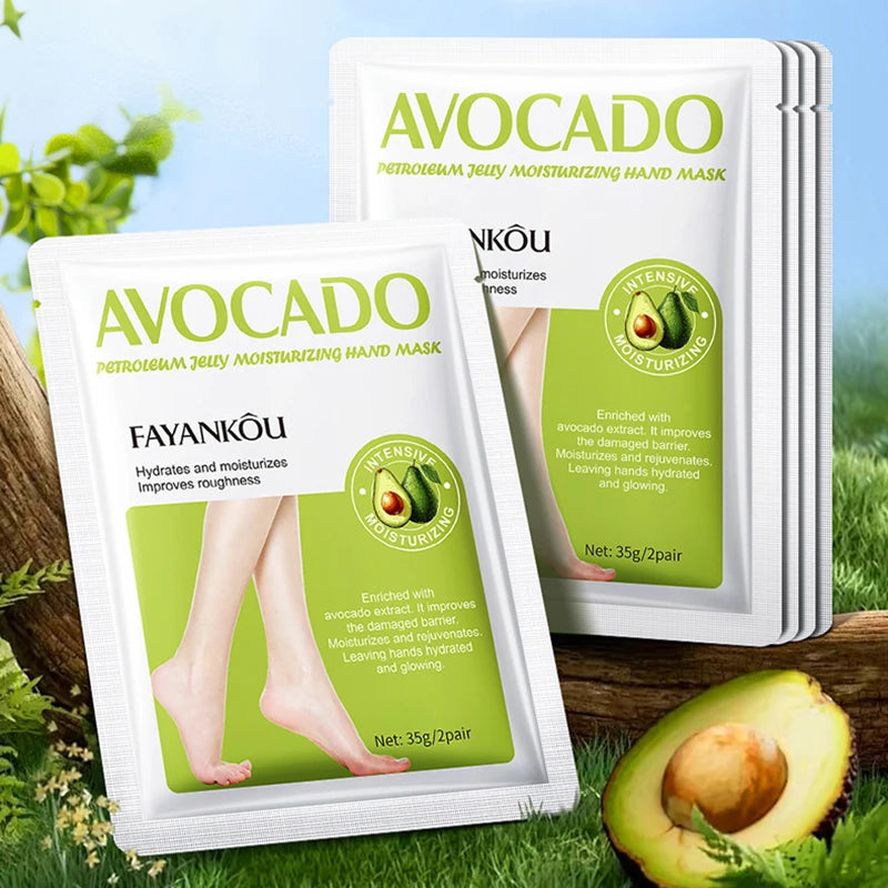 Lot de 5 masques exfoliants à l'avocat pour les pieds - Soin des pieds - Élimine les peaux mortes - Hydrate et exfolie en douceur
