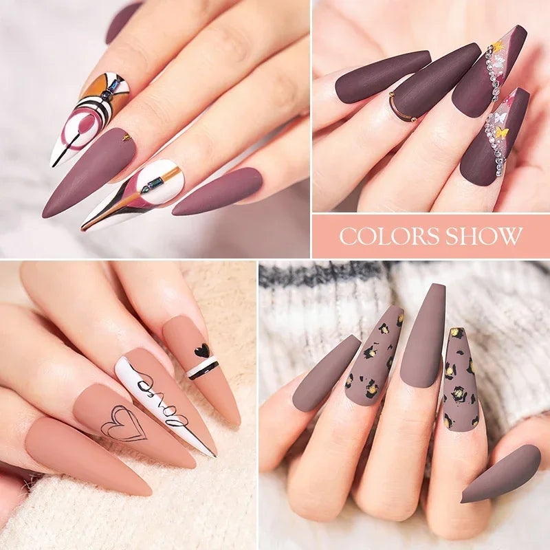 Kit de manucure semi-permanent MTSSII (12 pièces) : vernis gel semi-permanent à tremper, rose nude, rouge pailleté, UV, à paillettes. Fournitures pour ongles à faire soi-même.