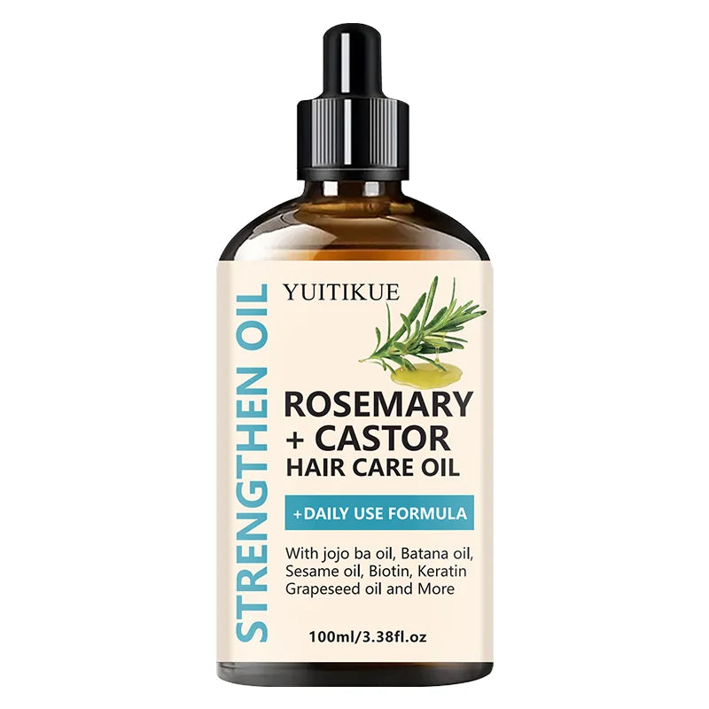 Huile capillaire fortifiante YUITIKUE Romarin + Ricin - Soin capillaire quotidien à base d'huiles de jojoba et de batana pour la croissance des cheveux