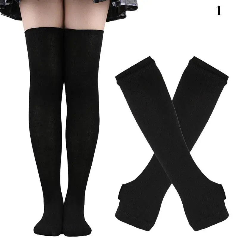Chaussettes hautes rayées noires et blanches, chaussettes montantes sexy et fines en coton, chaussettes de cosplay
