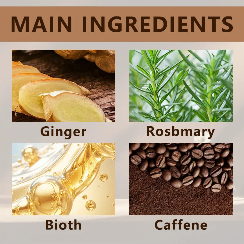 Sérum capillaire YUITIKUE 5 jours pour la croissance des cheveux - Solution nutritive à la biotine et à la caféine, enrichie en gingembre et en romarin, pour des cheveux plus épais et plus fournis.
