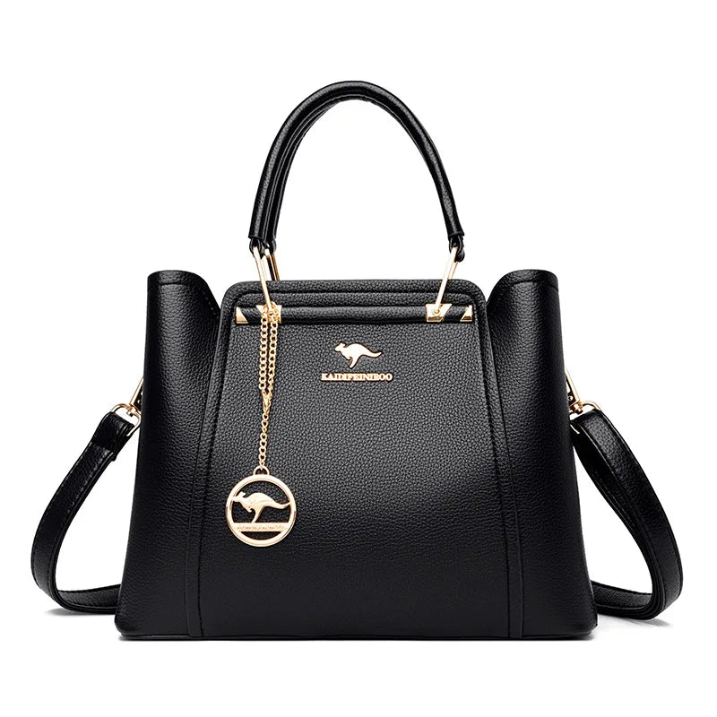Sac bandoulière de luxe pour femme, 3 compartiments, grande capacité, en cuir, style cabas/sac messager.